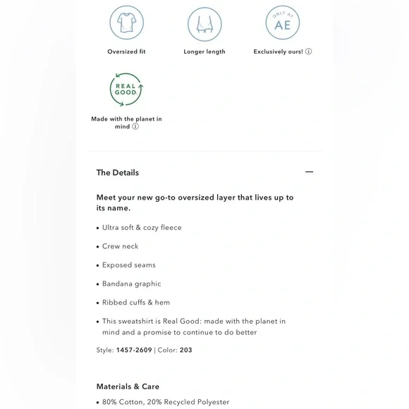 AMERICAN EAGLE AE Big Hug Crew Neck Sweatshirt - Picture 10 of 10